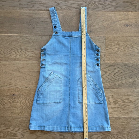 Celebrity Pink Womens Denim Pinafore Dress Light Wash Blue Mini Overall M - Picture 7 of 10